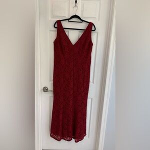 Chic Scarlet Lace Maxi Dress